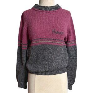 Vintage Homemade Harvard Sweater Colorblock Wool Blend Prep University College.